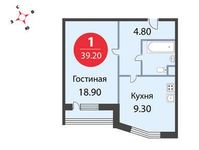 Планировка 1-комнатной квартиры, 39,2 м2