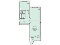 Планировка 2-комнатной квартиры, 58,7 м2