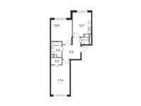 Планировка 2-комнатной квартиры, 62,1 м2
