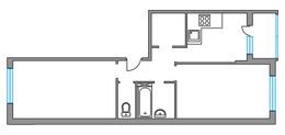 Планировка 2-комнатной квартиры, 57,7 м2