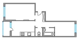Планировка 2-комнатной квартиры, 51,4 м2