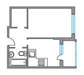 Планировка 1-комнатной квартиры, 33,1 м2