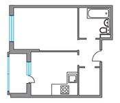 Планировка 1-комнатной квартиры, 39 м2