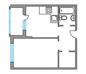 Планировка 1-комнатной квартиры, 37,6 м2