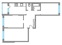 Планировка 3-комнатной квартиры, 71,5 м2