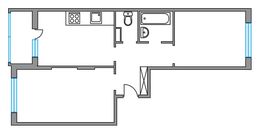 Планировка 2-комнатной квартиры, 54,7 м2
