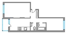 Планировка 2-комнатной квартиры, 51,7 м2