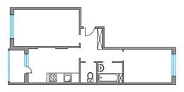 Планировка 2-комнатной квартиры, 51,3 м2