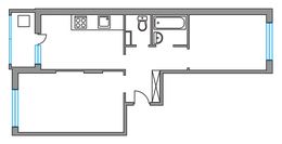 Планировка 2-комнатной квартиры, 54,8 м2