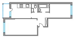 Планировка 2-комнатной квартиры, 53,9 м2