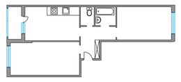 Планировка 2-комнатной квартиры, 61,4 м2