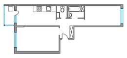 Планировка 2-комнатной квартиры, 54 м2