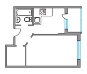 Планировка 1-комнатной квартиры, 35,6 м2