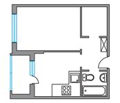 Планировка 1-комнатной квартиры, 35,2 м2