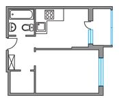 Планировка 1-комнатной квартиры, 34,4 м2
