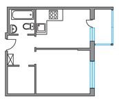 Планировка 1-комнатной квартиры, 35,4 м2