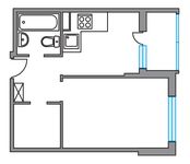 Планировка 1-комнатной квартиры, 34,9 м2