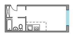 Планировка квартиры студии, 22,5 м2