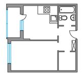 Планировка 1-комнатной квартиры, 37,7 м2