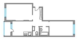 Планировка 2-комнатной квартиры, 54,4 м2