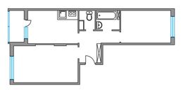 Планировка 2-комнатной квартиры, 51,2 м2