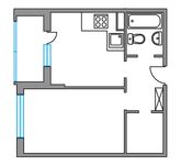 Планировка 1-комнатной квартиры, 37,4 м2