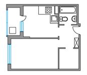 Планировка 1-комнатной квартиры, 37,6 м2