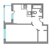 Планировка 1-комнатной квартиры, 39 м2
