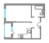 Планировка 1-комнатной квартиры, 37 м2
