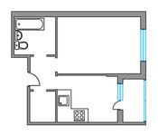 Планировка 1-комнатной квартиры, 35 м2