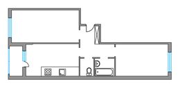 Планировка 2-комнатной квартиры, 61 м2
