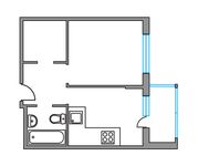 Планировка 1-комнатной квартиры, 47 м2