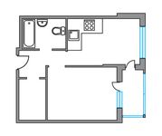 Планировка 1-комнатной квартиры, 50 м2