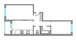 Планировка 2-комнатной квартиры, 51 м2