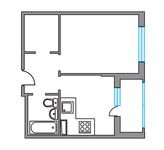 Планировка 1-комнатной квартиры, 32,9 м2