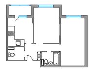 Планировка 2-комнатной квартиры, 54,1 м2