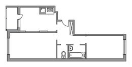 Планировка 2-комнатной квартиры, 50,8 м2