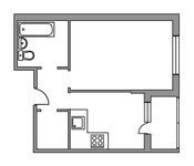 Планировка 1-комнатной квартиры, 35 м2