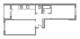 Планировка 2-комнатной квартиры, 60 м2