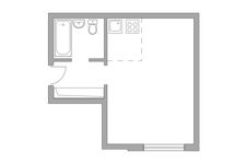 Планировка квартиры студии, 27 м2