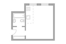 Планировка квартиры студии, 28 м2