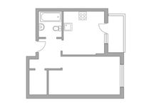 Планировка 1-комнатной квартиры, 39,3 м2