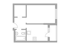 Планировка 1-комнатной квартиры, 35 м2