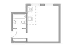 Планировка квартиры студии, 28 м2