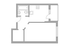Планировка 1-комнатной квартиры, 34,6 м2