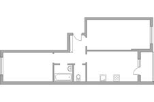 Планировка 2-комнатной квартиры, 61,4 м2