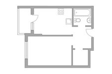 Планировка 1-комнатной квартиры, 34,7 м2