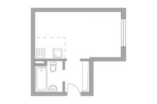 Планировка квартиры студии, 22 м2