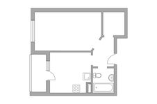Планировка 1-комнатной квартиры, 39,6 м2