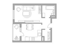 Планировка 2-комнатной квартиры, 54 м2